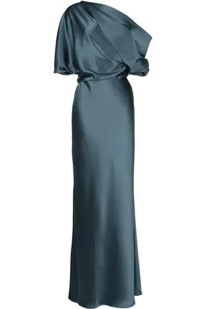 Amsale Vestido de fiesta con detalle drapeado y hombro descubierto