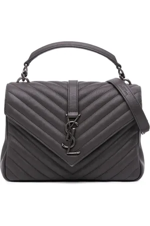 Saint Laurent Bolsa satchel College mediana con chevron y monograma en piel de oveja 2017