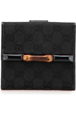 Gucci Cartera compacta GG Canvas Bamboo Compact Wallet pequeña 2000-2015