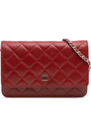 CHANEL Bandolera Wallet on Chain de piel de borrego acolchada con logo CC 2014-2015