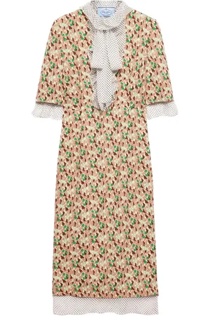Prada Vestido midi de georgette estampado