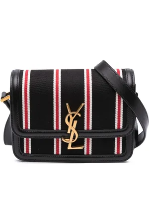 Saint Laurent Bolsa crossbody Solferino Satchel In Box pequeña de lona a rayas 2021