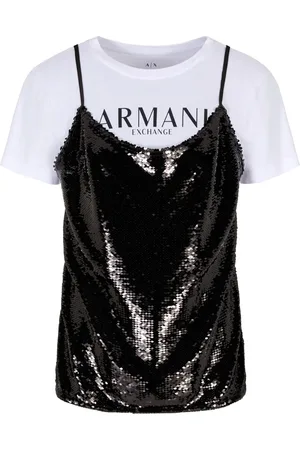 Armani Exchange Playera con detalles de lentejuelas