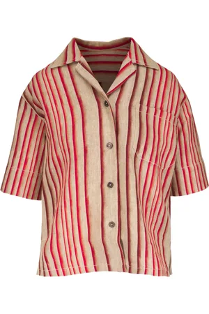 ODEEH Camisa con rayas estampadas