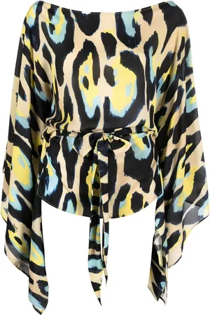 Roberto Cavalli Blusa drapeada con animal print