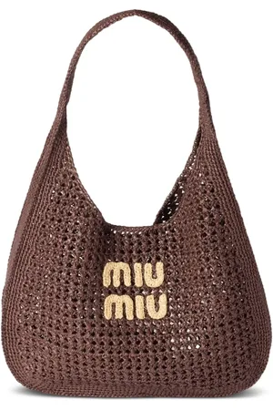 Miu Miu Bolsa de hombro con efecto de rafia