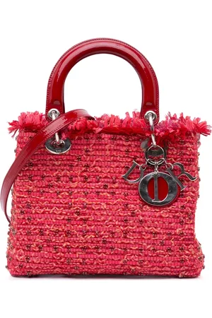 Dior 2012 Medium Tweed Fringe Rhinestone Lady Dior satchel