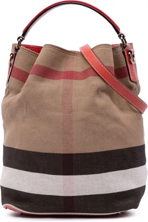Burberry Bolsa satchel Ashby Bucket Bag mediana en lona con Mega Check 2000-2017