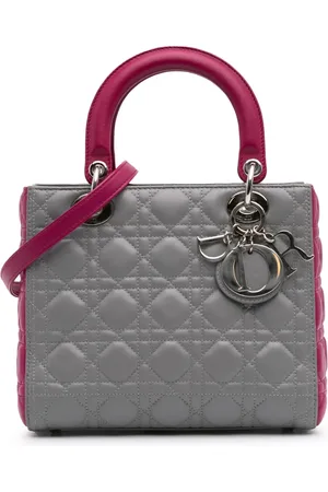 Dior Bolsa satchel Cannage Lady Dior mediana bicolor de piel de cordero 2014