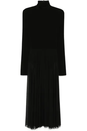 Norma Kamali Vestido midi acampanado con cuello de tortuga