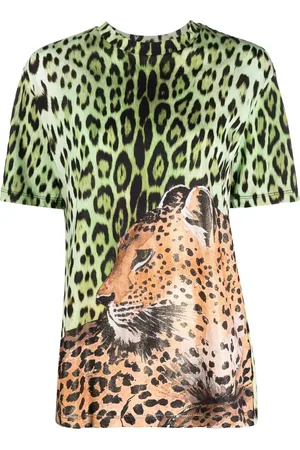 Roberto Cavalli Playera con estampado de leopardo