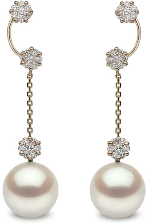 Yoko London Aretes en oro rosa de 18kt con diamantes y perlas de agua dulce