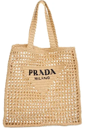 Prada Bolso shopper Logo de rafia y ganchillo 2022-2024