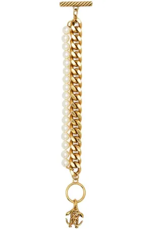 Roberto Cavalli Pulsera con dije del logo y detalle de perla