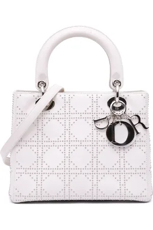 Dior Bolsa satchel Cannage Lady Dior mediana en piel de cordero con apliques 2003