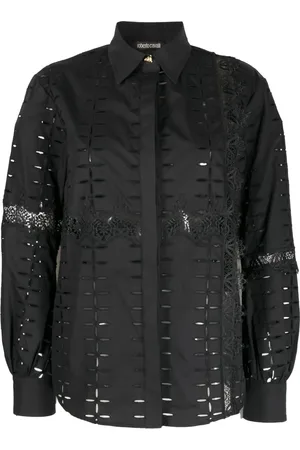 Roberto Cavalli Camisa con bordado y aberturas