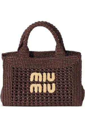 Miu Miu Bolsa de mano entretejida con efecto de rafia