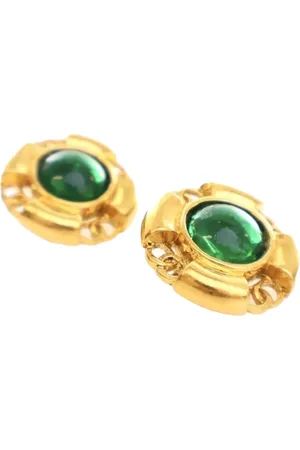 CHANEL Aretes de clip con diseño redondo bañados en oro 1993