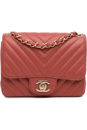 CHANEL Bolsa crossbody Mini Square Classic Chevron Single Flap de piel de cordero 2018