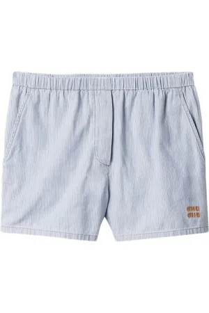 Miu Miu Shorts de tejido chambray con motivo de rayas