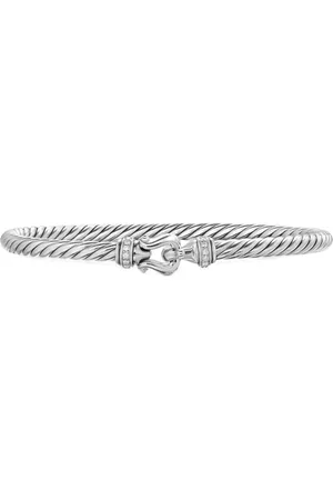 David Yurman Pulsera Cable Flex en plata de ley con diamantes