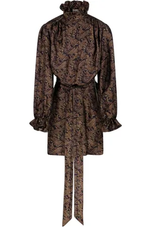 Saint Laurent Vestido de seda con estampado de cachemira