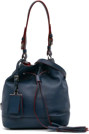 Prada Bolsa bucket de piel de becerro con borlas y diseño dconvertible 2000-2024