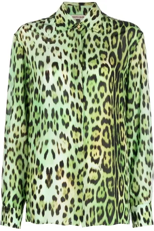 Roberto Cavalli Camisa manga larga con estampado de leopardo