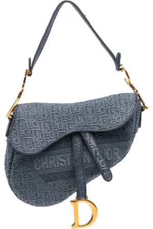 Dior Bolso de hombro Oblique Embroidered Denim Saddle Bag 2019