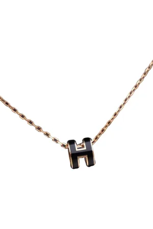 Hermès Collar de oro rosa y esmalte Mini Pop H con dije del siglo XX