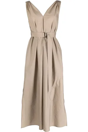 Brunello Cucinelli Vestido largo con cinturón