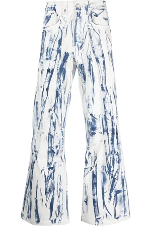 Kusikohc Jeans anchos con estampado de pintura