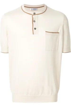 Brunello Cucinelli Playera tejida con cuello henley