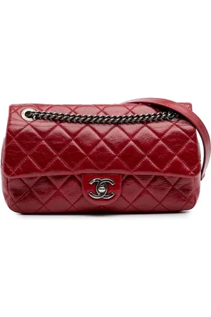 CHANEL Bolsa crossbody Glazed Calfskin Duo Color Flap mediana 2014