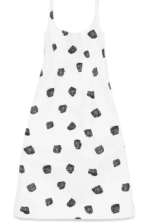 Marni Vestido midi con rosa estampada