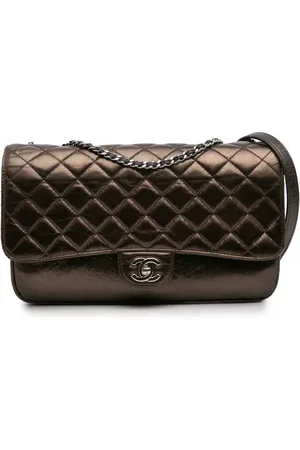 CHANEL Bolso de hombro Clams Pocket Flap mediano metalizado de piel de becerro 2012