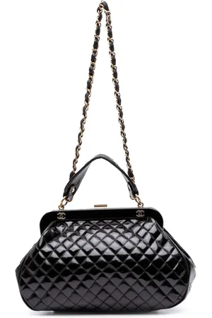CHANEL 2008-2009 Small Quilted Glazed Calfskin Mademoiselle Frame Top Handle Bag satchel
