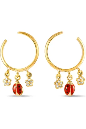 Aaron Basha Pendientes Ladybug en oro amarillo de 18 ct con diamante