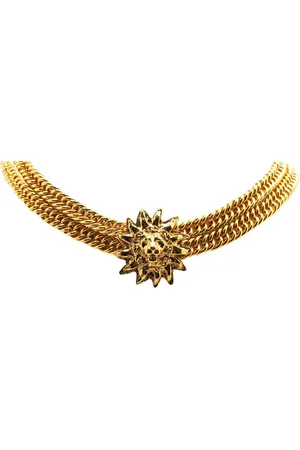 CHANEL 1970-1980 Gold Plated Lion Head Choker Necklace costume necklace