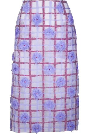 ODEEH Falda midi con detalles florales