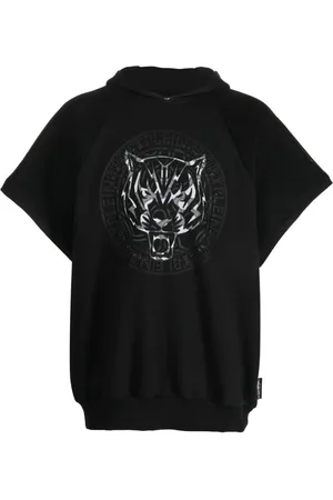 Philipp Plein Hoodie manga corta con estampado gráfico