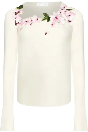 Oscar de la Renta Blusa manga larga con detalles florales