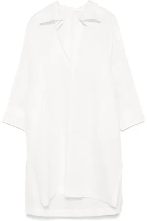 Issey Miyake Vestido midi con cuello en V