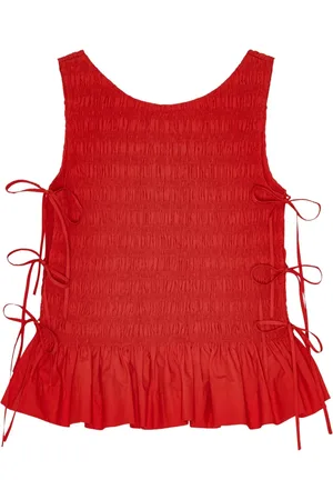 Ganni Top de tejido de camray en tejido seersucker