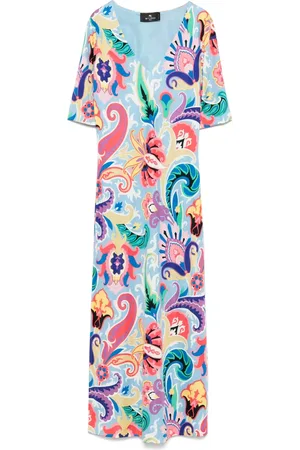 Etro Vestido midi con estampado de cachemira