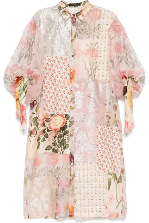 BIYAN Vestido camisero con diseño patchwork