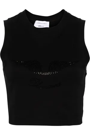 BLUMARINE Camiseta corta con detalles de strass