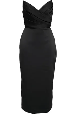 Amsale Vestido coctel strapless con diseño drapeado
