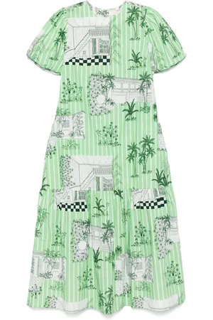 VERANDAH Vestido midi con estampado gráfico