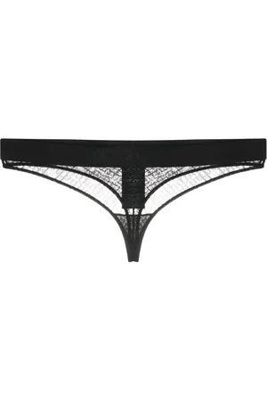 Palm Angels Tanga de encaje con logo en la pretina